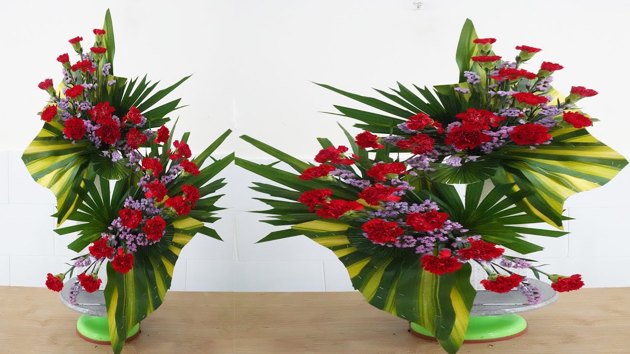 Cách Cắm Bình Hoa Cẩm Chướng Dáng Chữ S Để Lâu Không Héo - Mẫu Hoa 2 Tầng