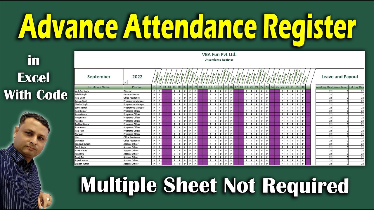 OMG 🔥 How To Make Advance Employee Attendance Sheet In Excel | Microsoft Excel | Excel vba