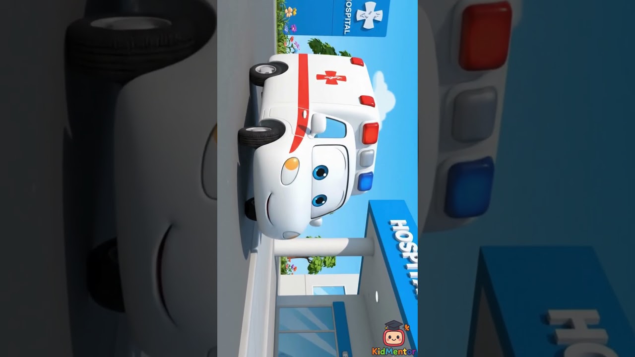What Color Is This Friendly Ambulance? 🚑💡 #LearnColors #AmbulanceForKids #Shorts