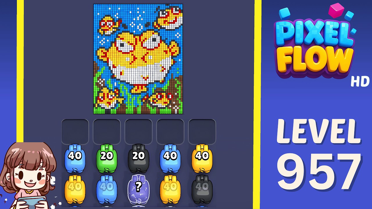 Pixel Flow Level 957 Solution Walkthrough