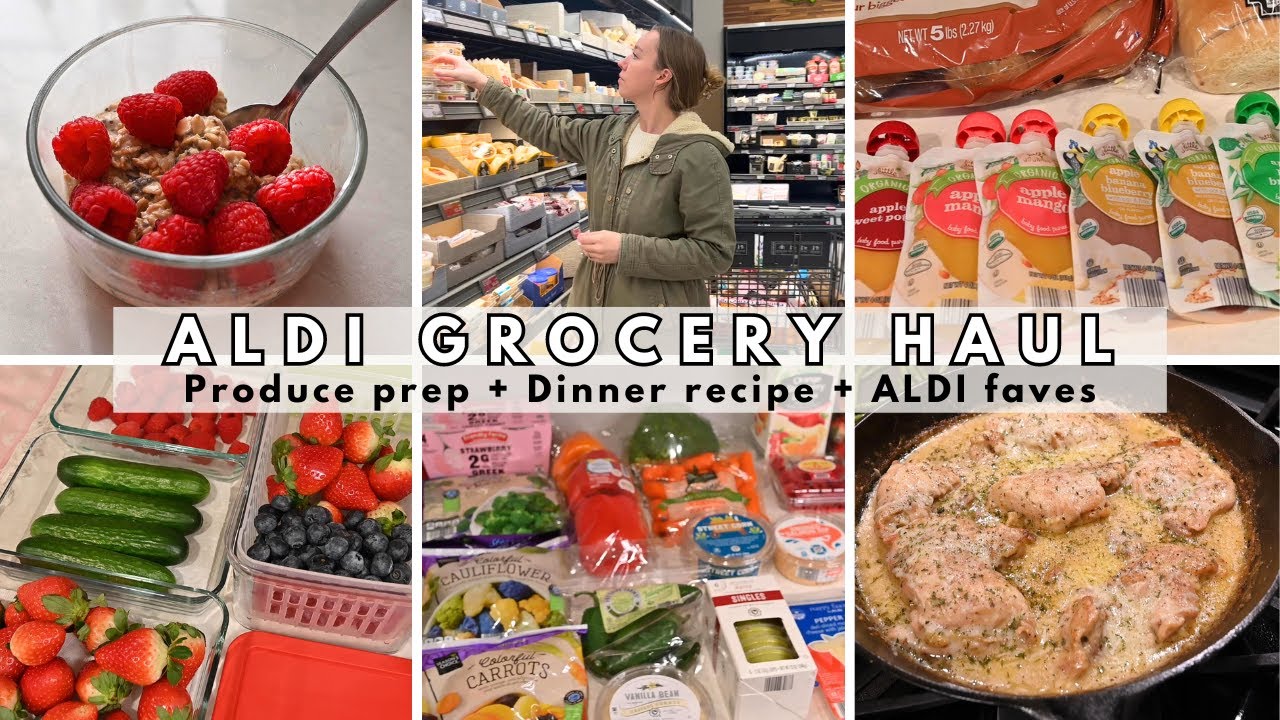 ALDI GROCERY HAUL for my family of 5 | Produce prep | Chicken dinner idea | ALDI faves | SAHM WFHM