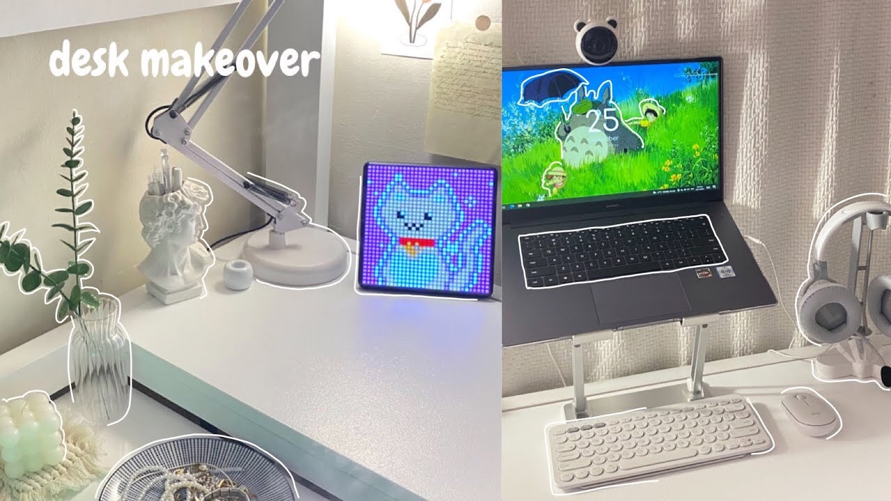 DESK MAKEOVER | pixoo - max unboxing, shopee haul, minimalistic and aesthetic desk setup