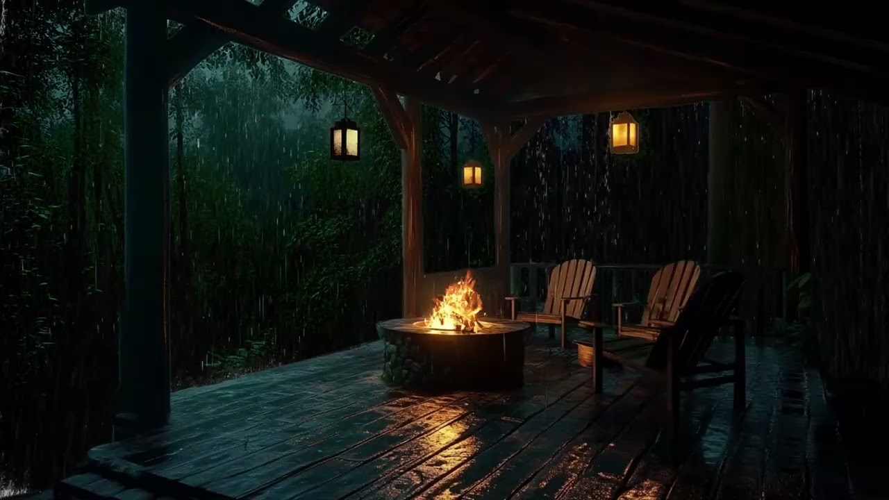 Shadow Forest Rainfall Therapy for Nervous Calm | Healing Dark Night Nature Ambience