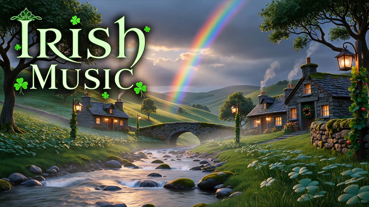 Relaxing Irish Music 🍀 Cozy Rainbow Village Ambience for St. Patrick’s Day