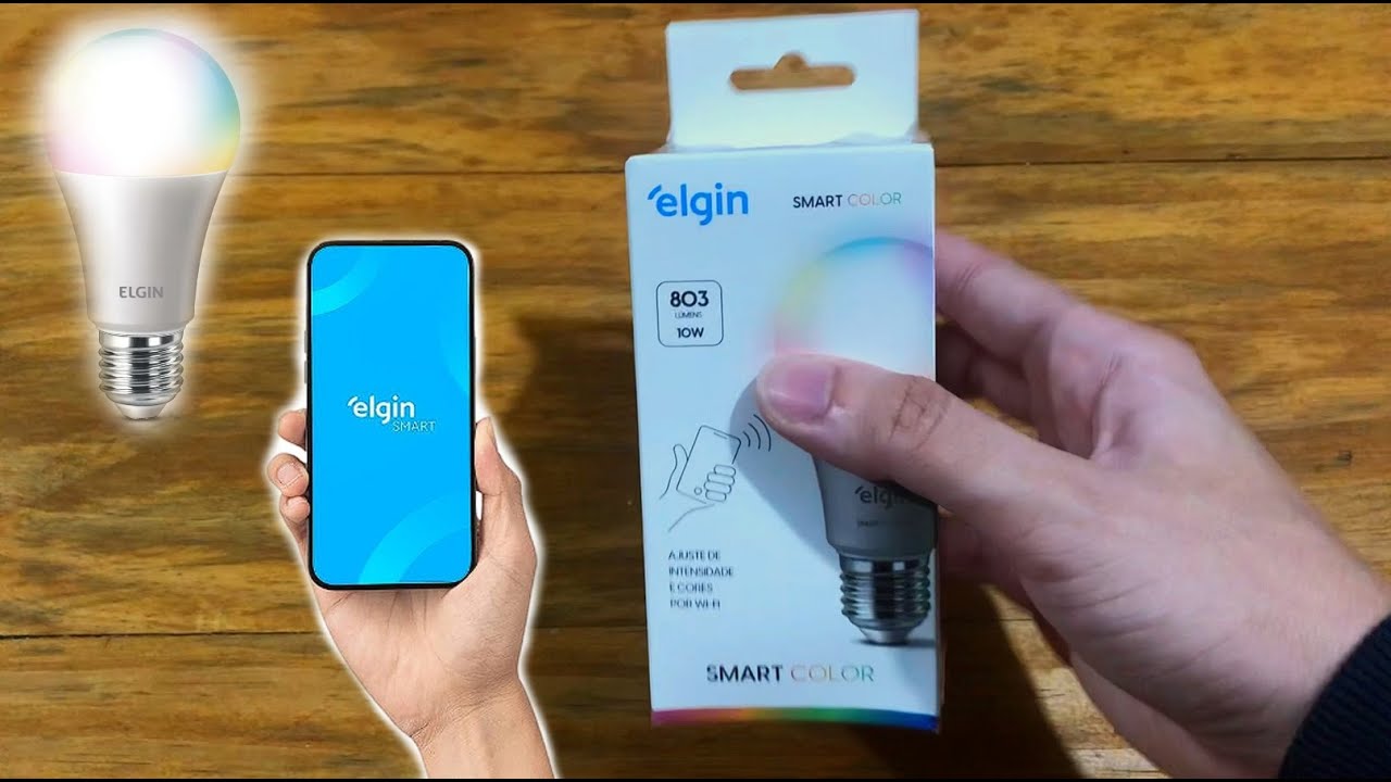 L&acirc;mpada Inteligente Elgin Unboxing e Teste - Smart Color 10W RGB Wifi