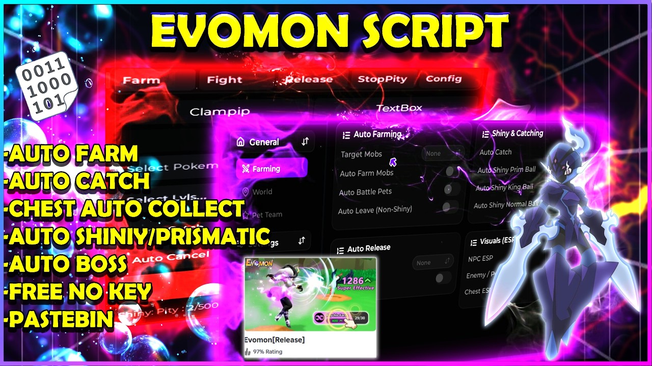 EVOMON SCRIPT OP 2026 PASTEBIN! AUTO CATCH + AUTO SHINY/PRISMATIC + AUTO BOSS | FREE NO KEY 🔥
