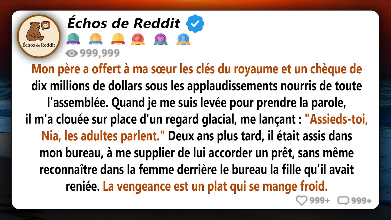 Mes parents m'ont déshéritée et ont légué les 10 millions de dollars du patrimoine familial à ma...