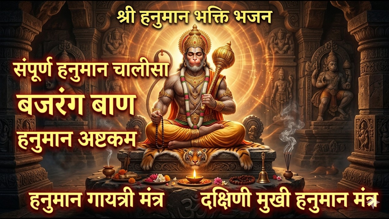 श्री हनुमान भक्ति संग्रह: Hanuman Chalisa | BajarangBaan | HanumanAShtakam Mantras - Dakshin Mukhi