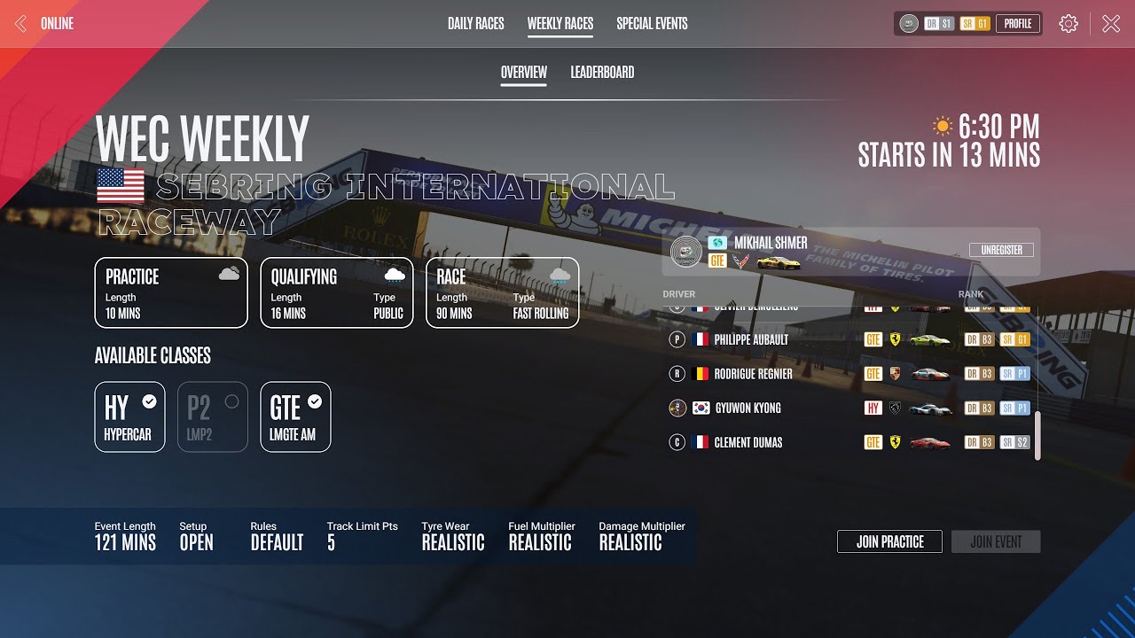 Weekly race без помошников в дождь. Le Mans Ultimate.