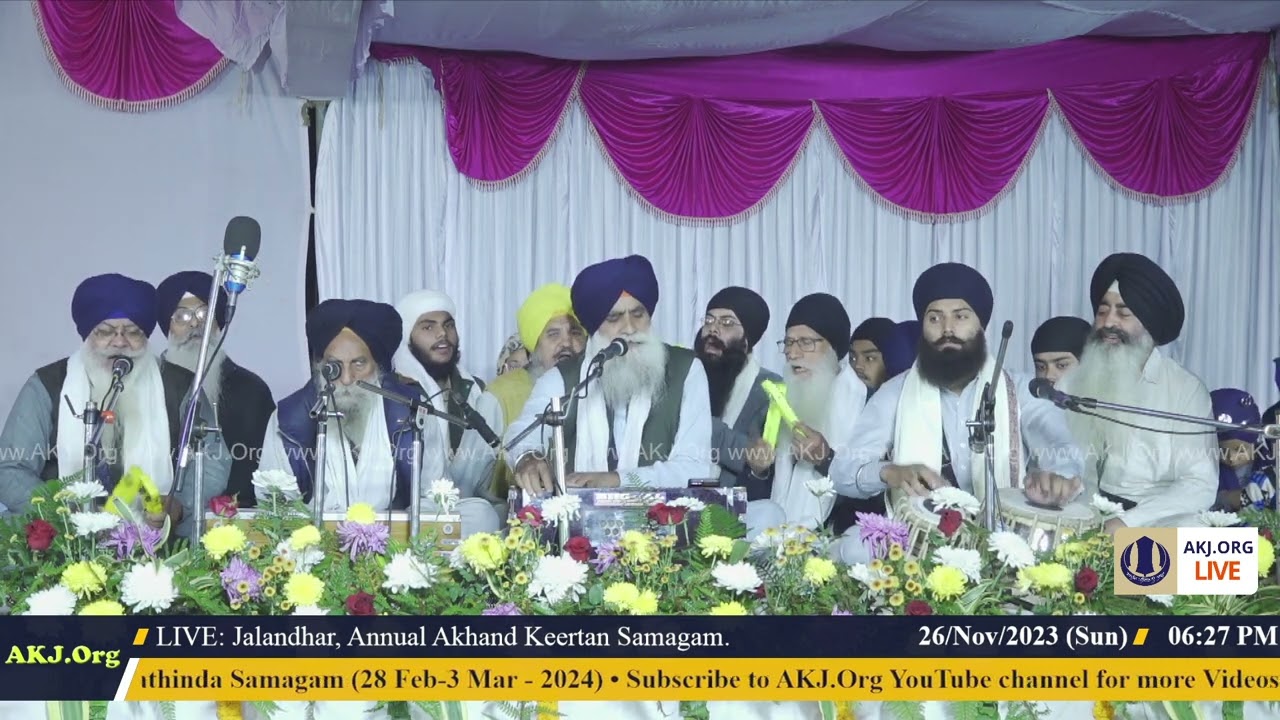 001 Jalandhar 26Nov2023 SunEve Akhand Keertan Bhai Inderjit Singh Jee Dayalpur