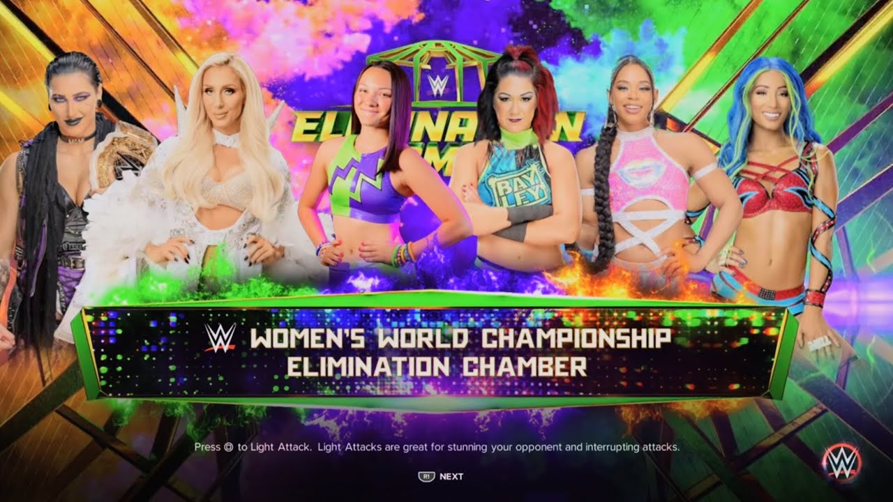 WWE 2K23 Elimination Chamber Izzy Moreno V Bayley V Sasha Banks V Bianca Belair V Ripley V Charlotte