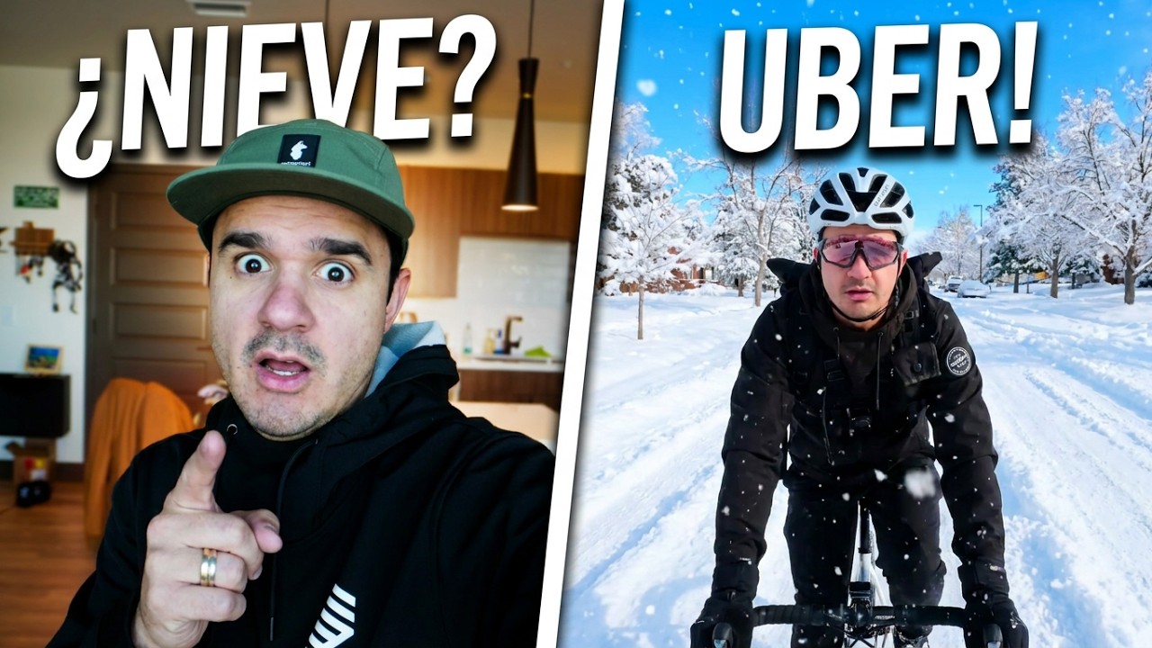 Él entrega comida en bici… pero en plena nieve.