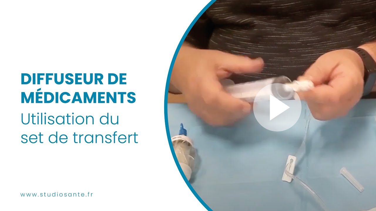 Diffuseur de médicaments : utilisation du set de transfert