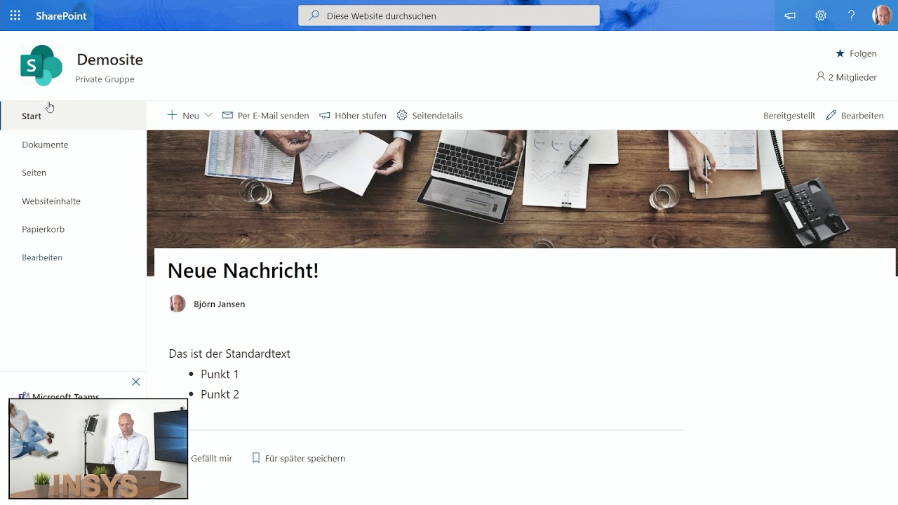 Sharepoint Teamsite anpassen: Tutorial für Startseite, Logo, Navigation und Webparts