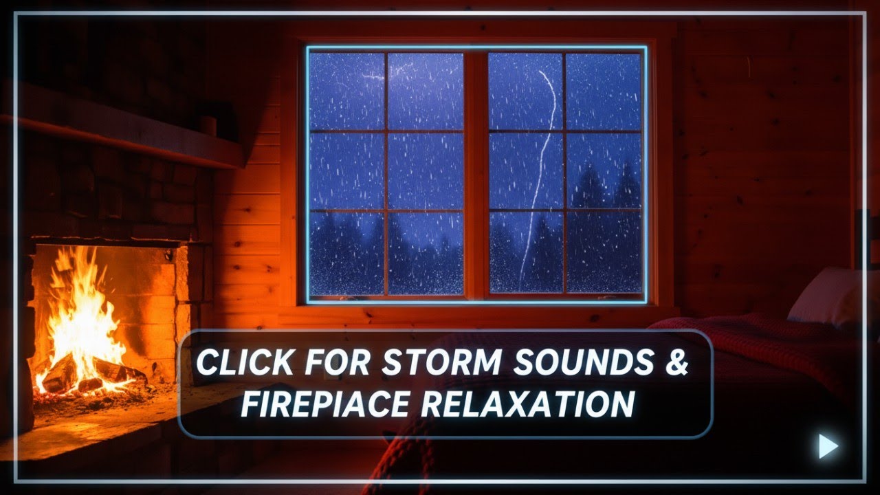 Cozy Fireplace & Rain Sounds by Wide Window 🌧️ | Deep Sleep, Relax, Study Ambience | No Ads 