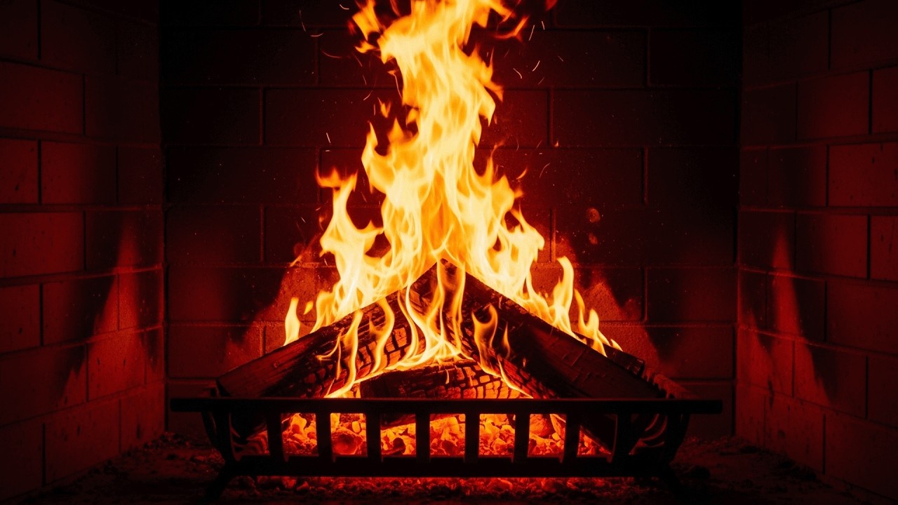Cozy Fireplace Piano Music with Gentle Crackling Fire 🔥 Relaxing Ambience ⏐ No Ads