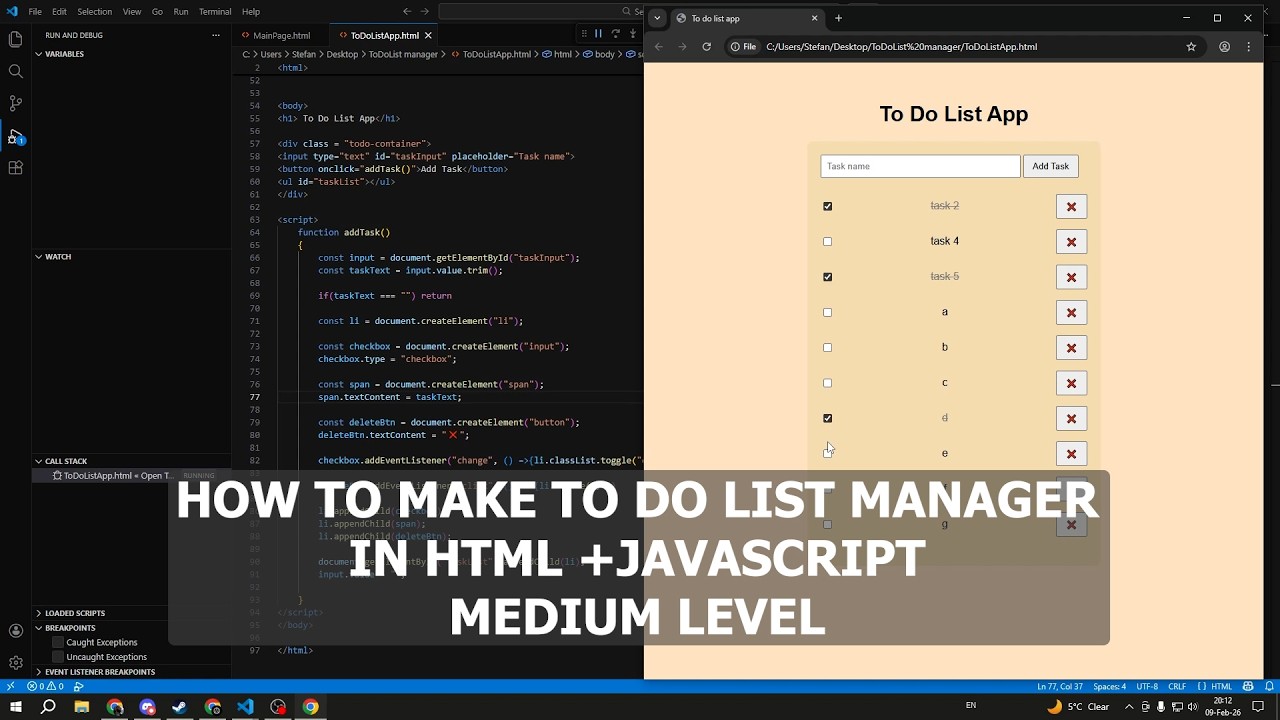 🚀 Build a Medium-Level To-Do List App  | HTML & JavaScript  Tutorial