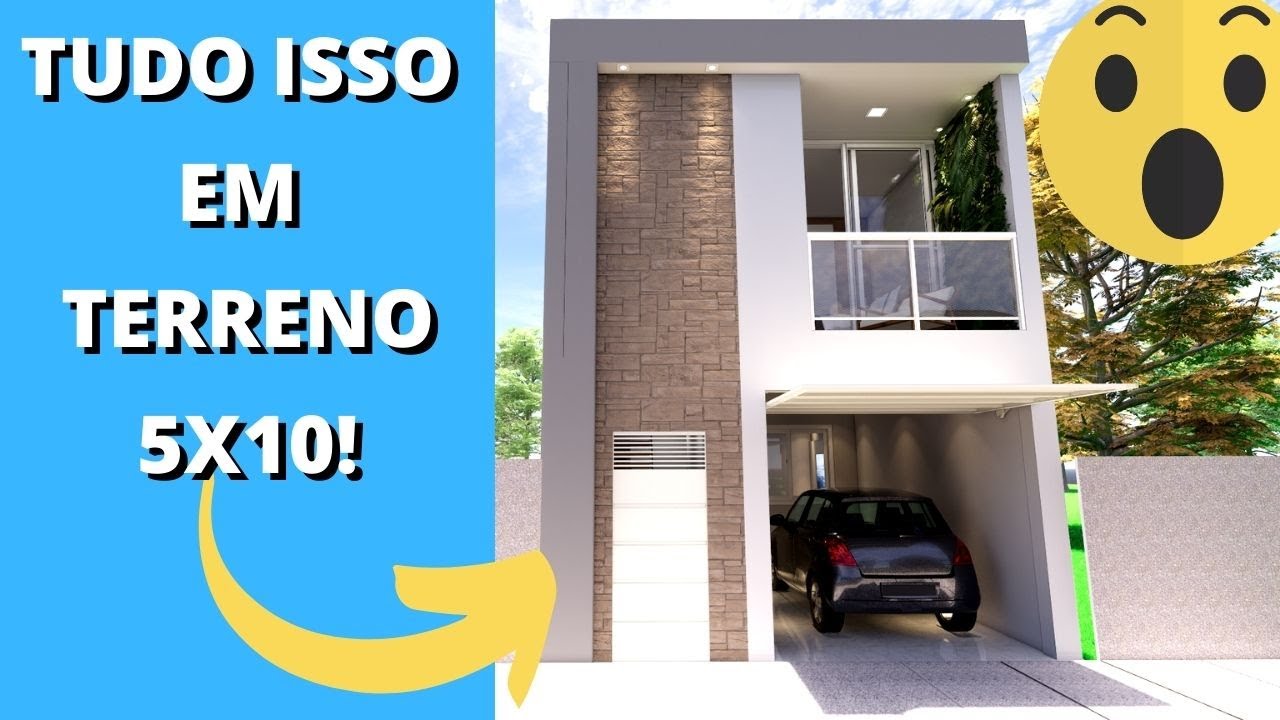 ✅PLANTA DE CASA TIPO SOBRADO PEQUENO COM 2 QUARTOS 5x10 SOBRADO PEQUENO E MODERNO COM GARAGEM