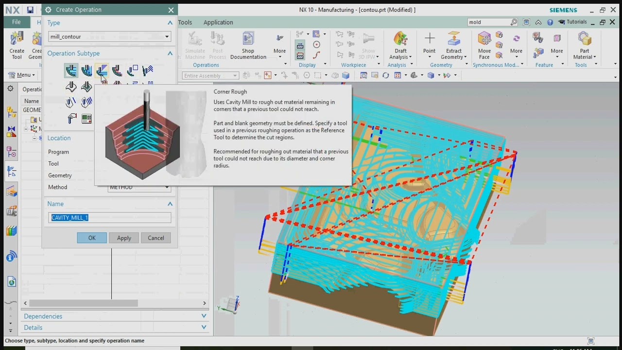 NX CAM _ 3D contour profile machining basic methods for beginners