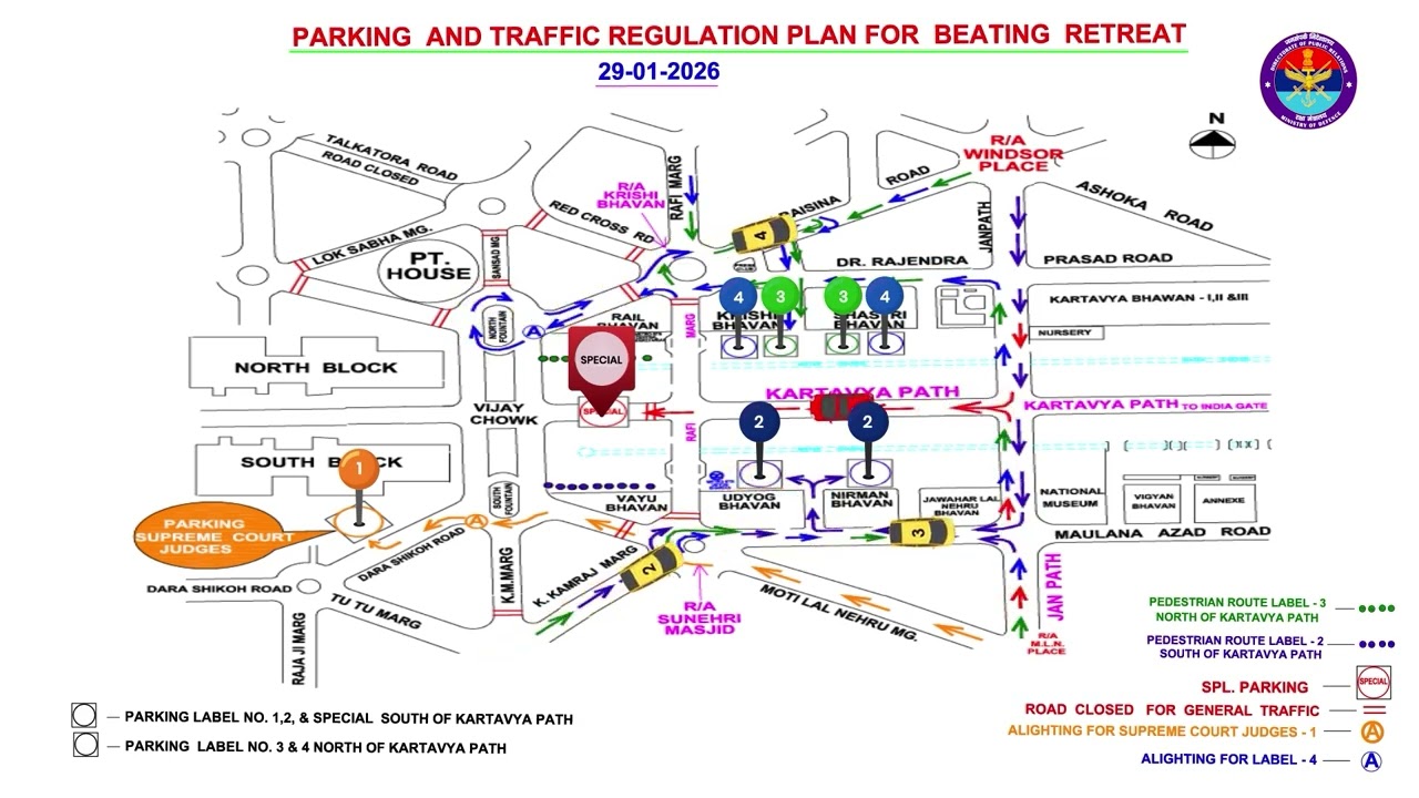 Beating Retreat 2026: Parking and Traffic Regulation Plan