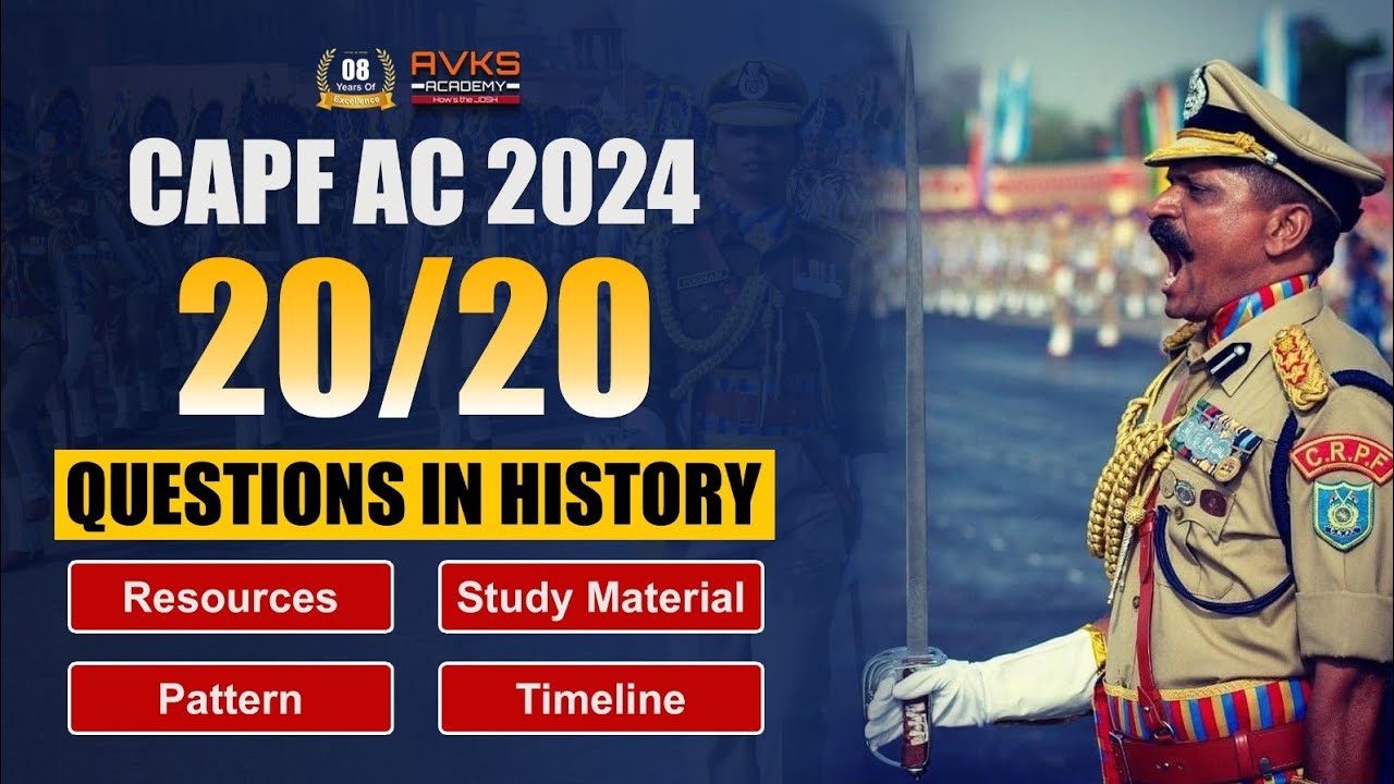 HISTORY STRATEGY FOR CAPF AC 2024 | 20/20 QUESTIONS In History | History Resource for CAPF #avks