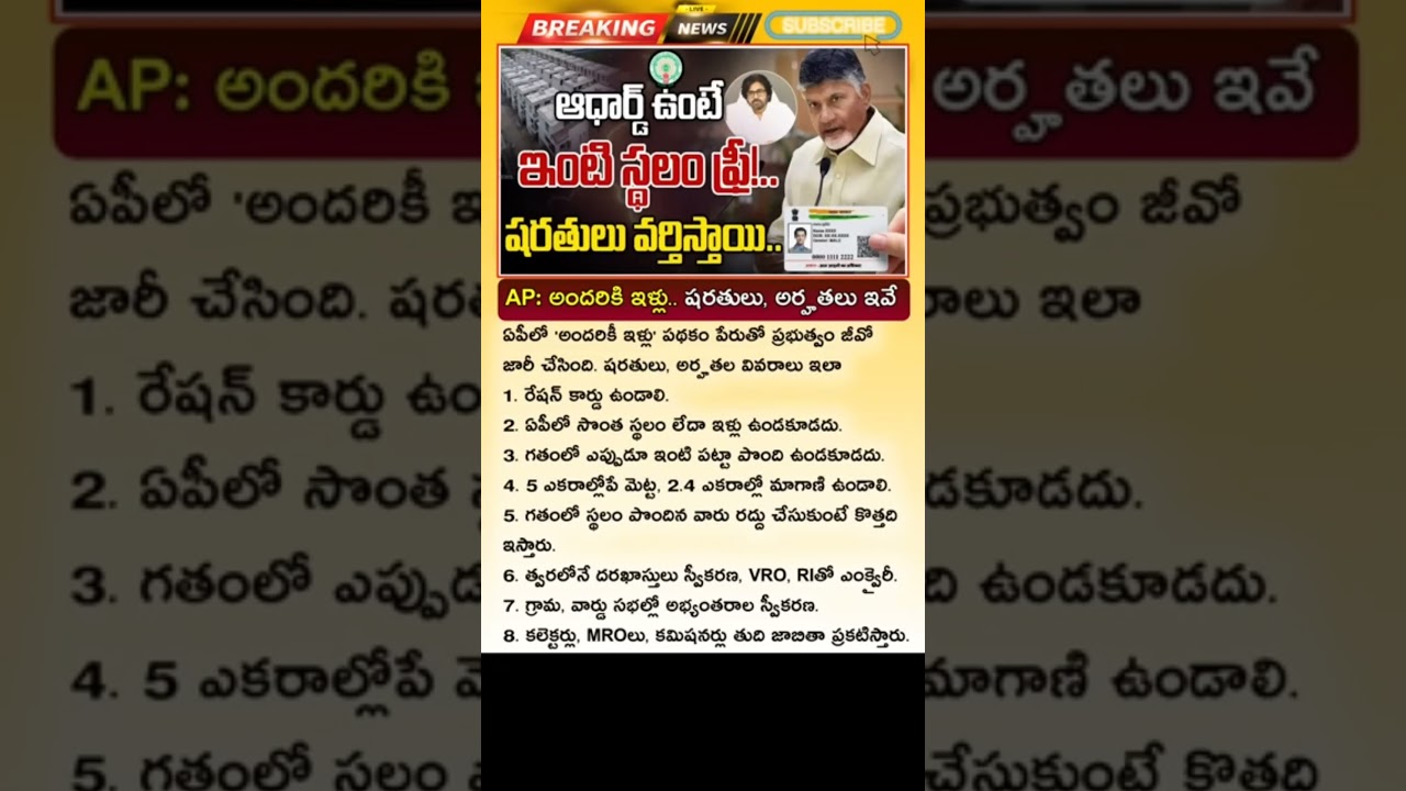 ఇల్లు లేనివారికి గుడ్ న్యూస్ |Ap Govt Housing Scheme 2025 | andhariki illu schemes details telugu .
