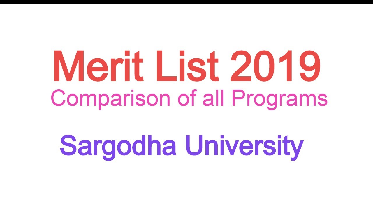 Part 1: University of Sargodha Merit List Bachlors BS