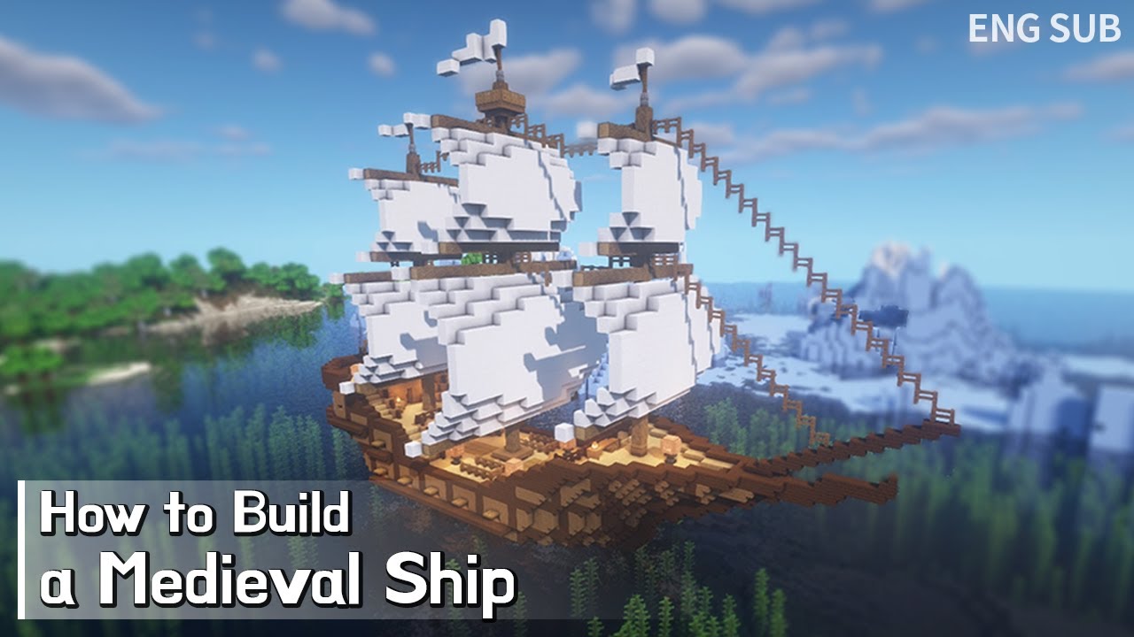 Minecraft: How To Build an Epic Medieval Ship Tutorial (Building Tutorial) (#2) | 마인크래프트 건축, 범선