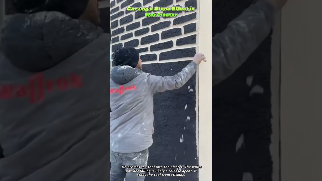 Carving a Stone Effect in Wet Plaster