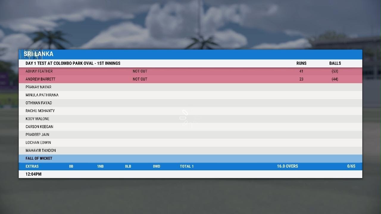 Cricket 22 - Srilanka vs England - Test 1st innings