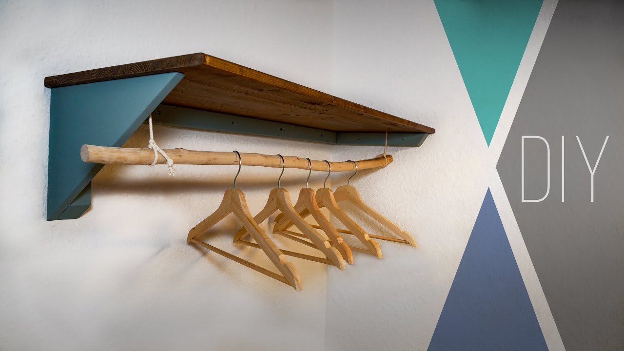 Garderobe mit Ablage selber bauen | Stock als Kleiderstange | DIY