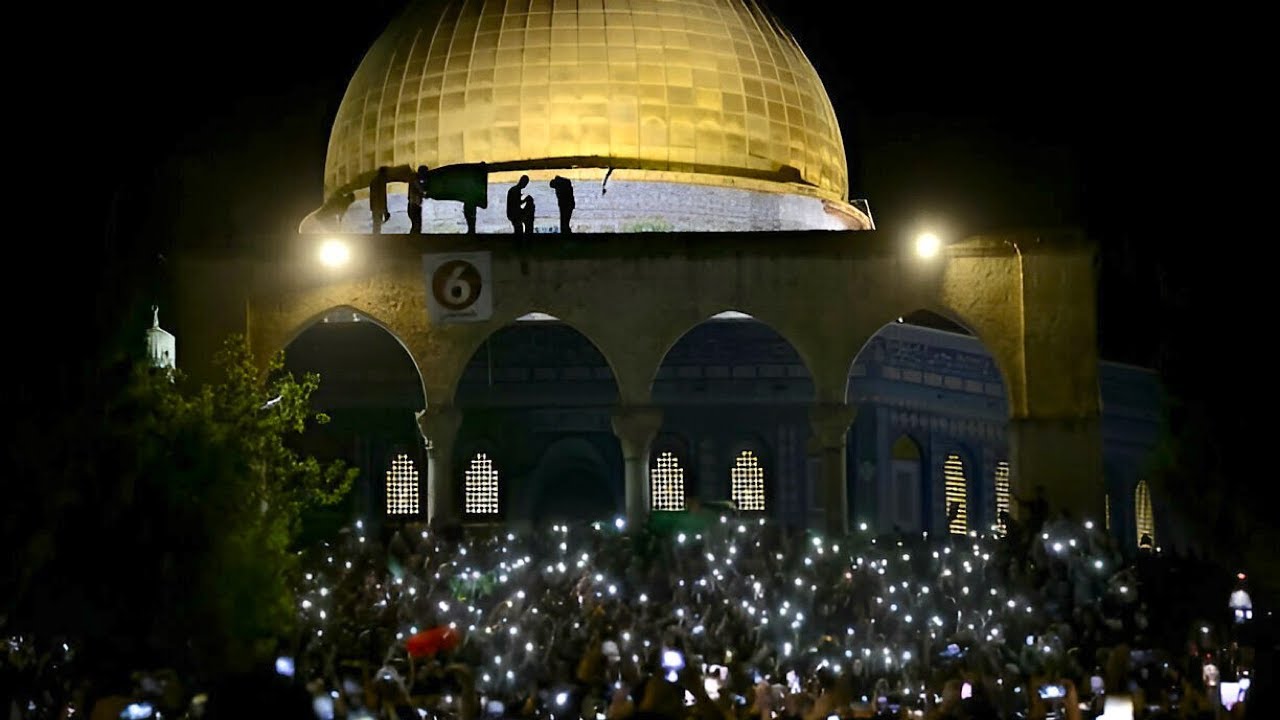The Are Muslim Palestine families gather in Al AQSA Mosque