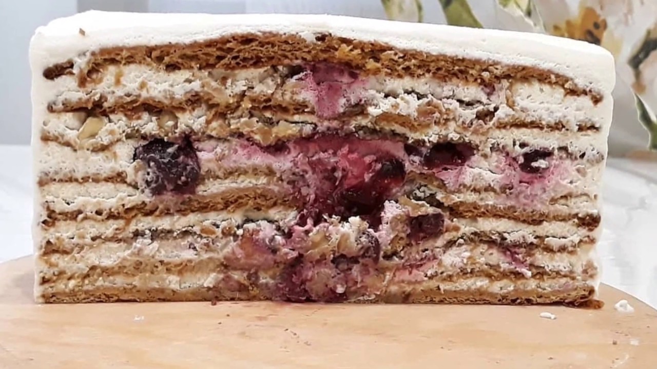 Шикарный Медовик с вишней и орехами!/ Chic Honey cake with cherries and nuts!