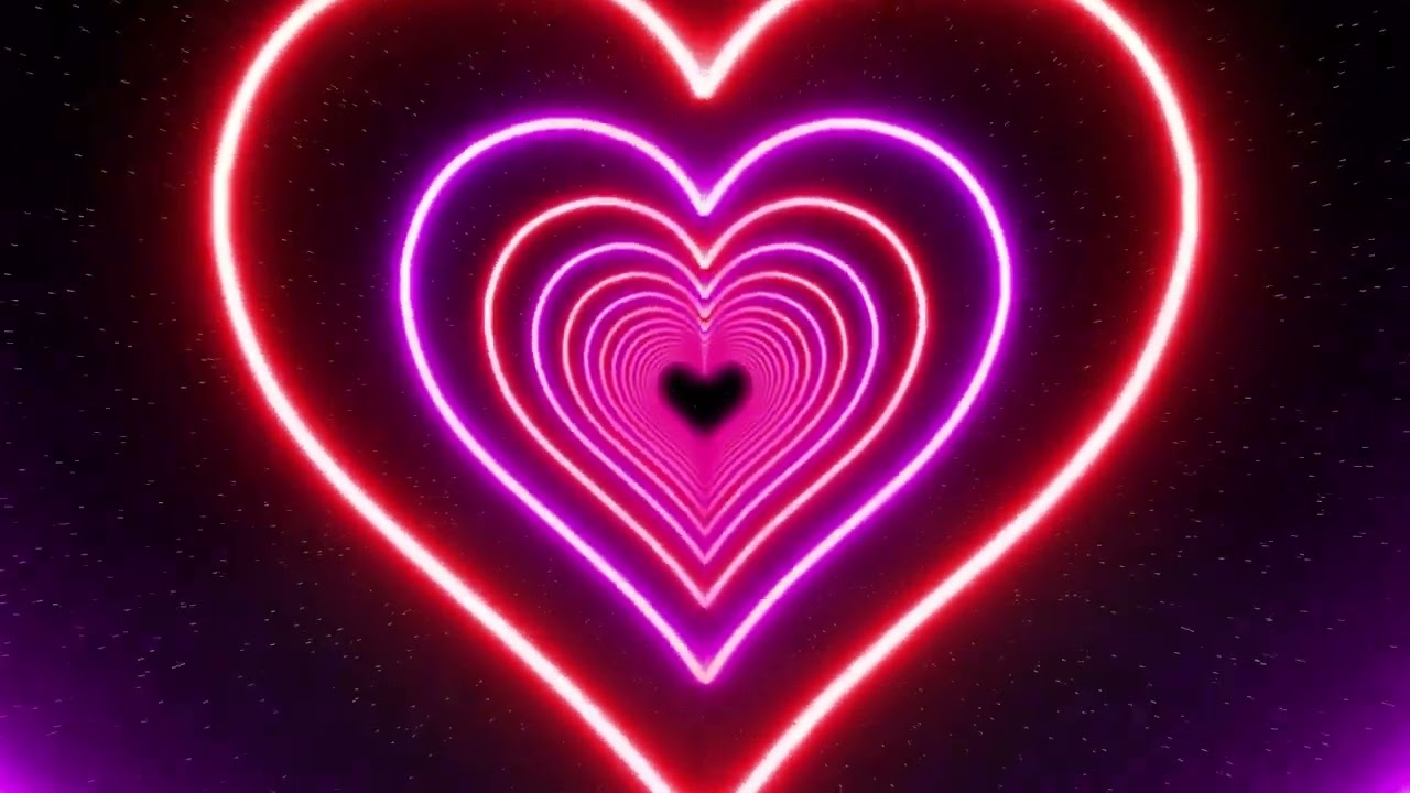 RED Neon Led Lights Love Heart Tunnel Background Video ❤️💜 Heart Moving Background for TV