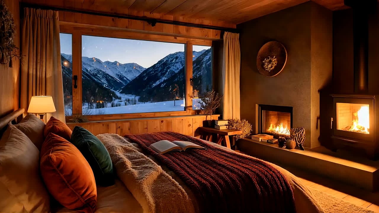 Cozy Fireplace Ambience for Winter - Soft Jazz Music for Relaxation 05