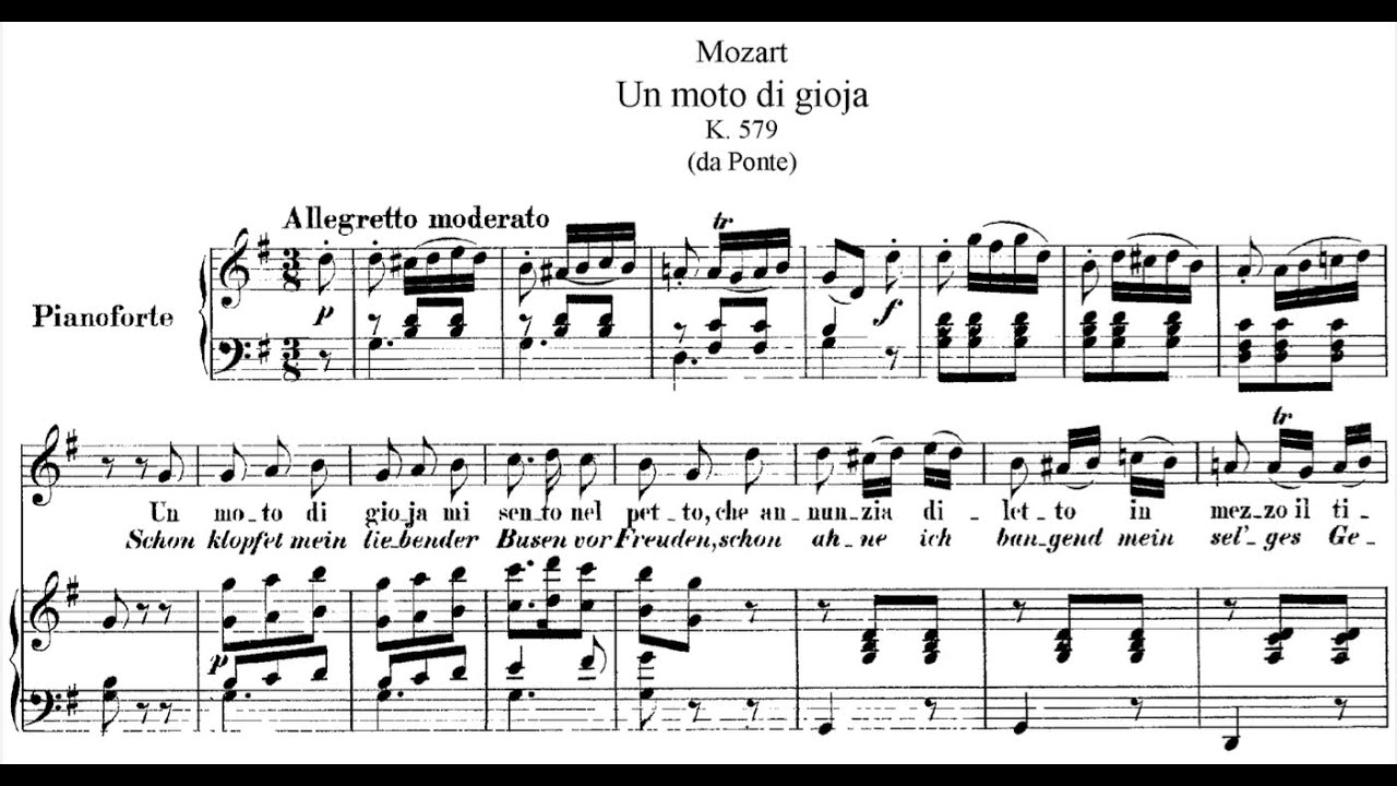 Un moto di gioia (W. A. Mozart) - G Major Piano Accompaniment - Karaoke