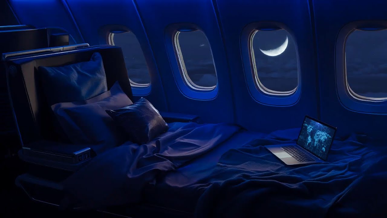 10 hours on a night flight takes you to a beautiful dream | Brown noise aids sleep, relaxation, ASMR