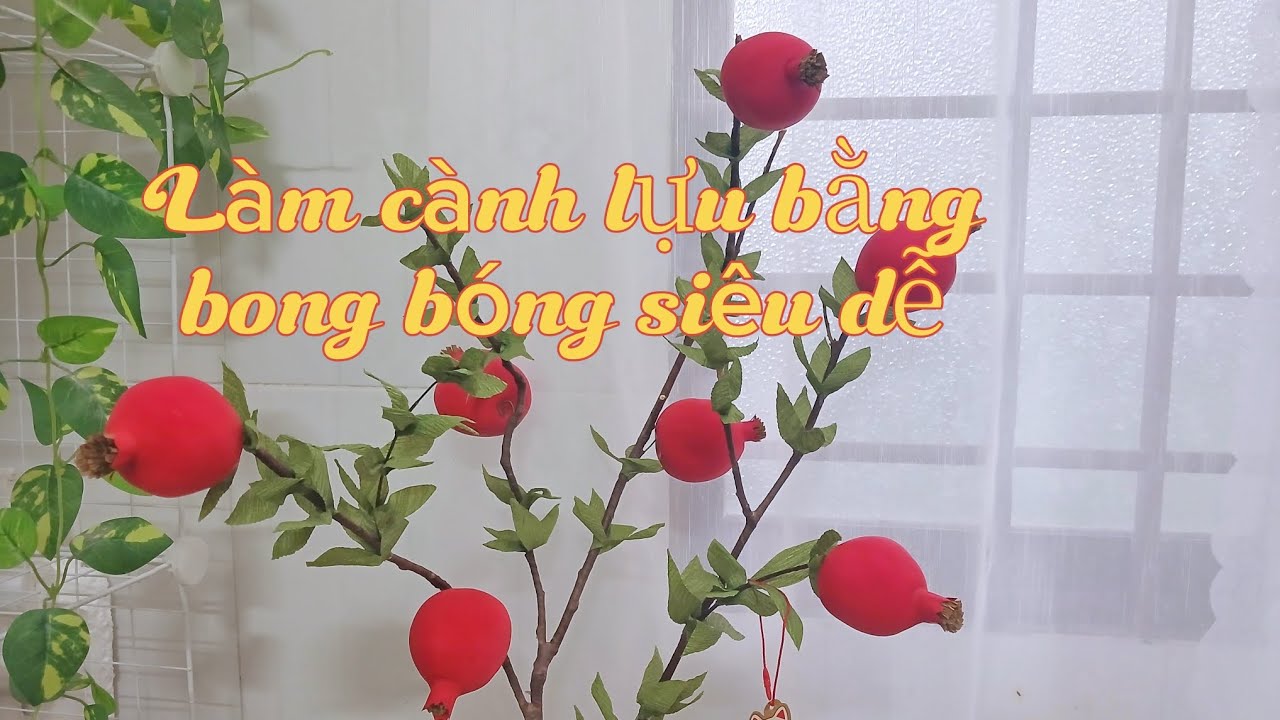 Cách làm cành lựu bằng bong bóng siêu dễ ##diy #handmade #tet #decoration 