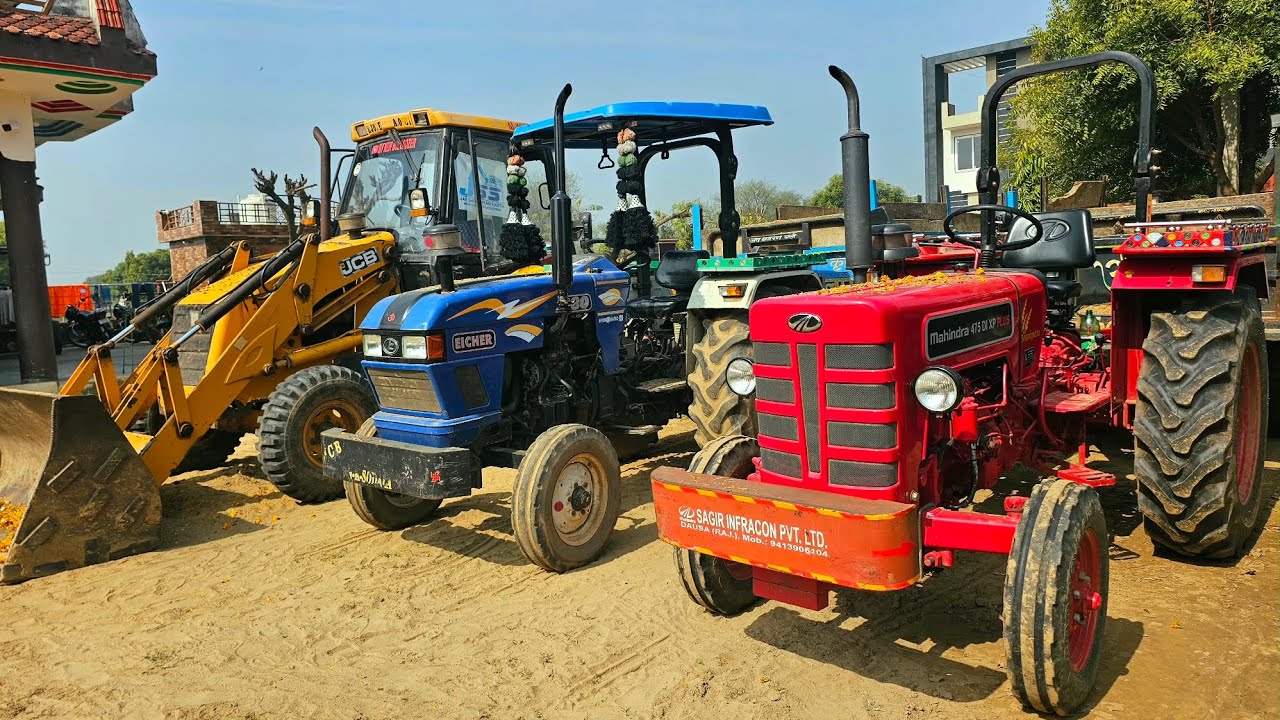 JCB 3dx Loading Mud | Kubota Trolley Accident | Mahindra 475 Di Accident Fired While Working| Eicher