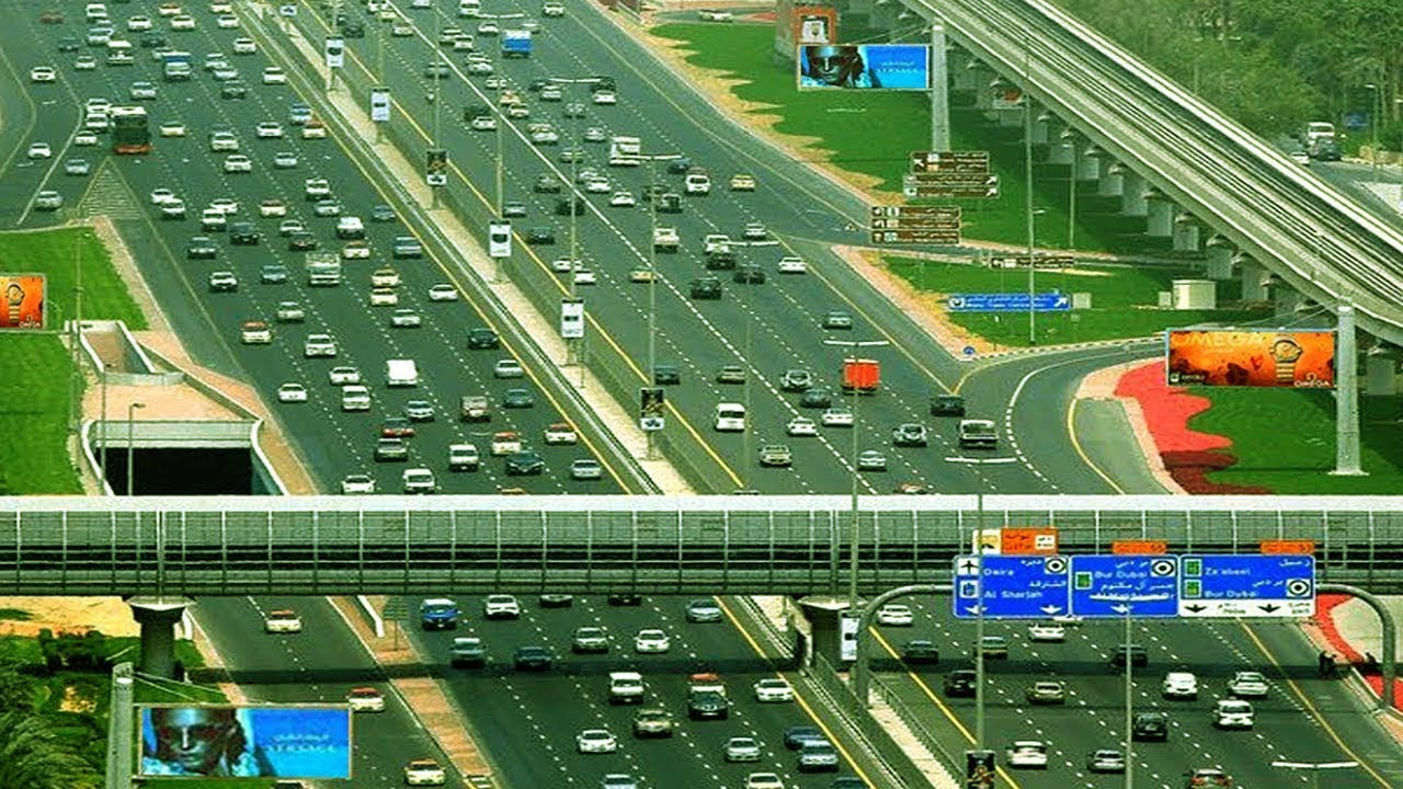 ( Dubai Sheikh Zayed Road ) Jebel Ali Industrial Area 1  to  Al Ghubaiba Bus Station journey HD