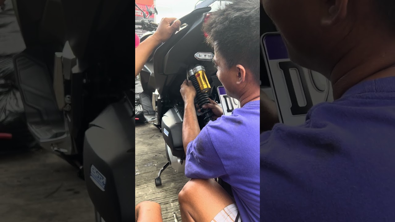 Adjusting Ride Height. One Shock Off So Far. #honda #adv #160 #philippines