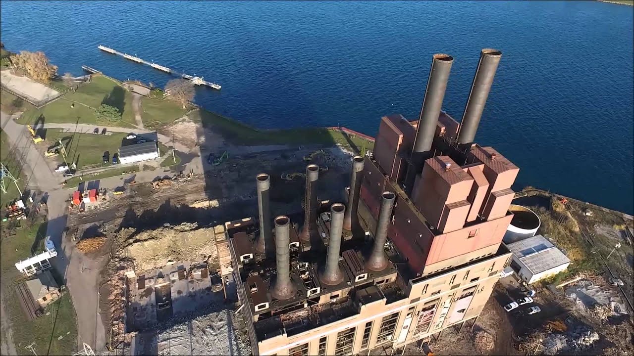 Marysville, Michigan. DTE Energy power plant Implosion