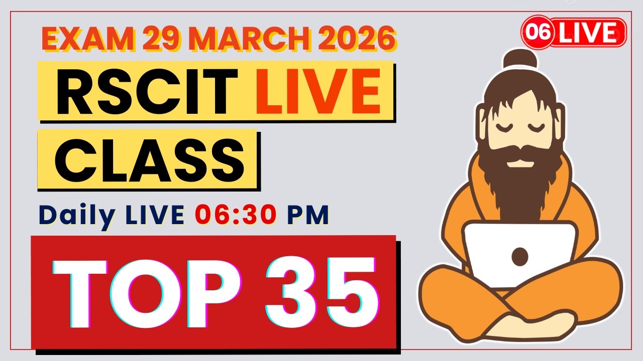 RSCIT Live Class 05 RSCIT Exam Important Questions 2026 RSCIT Computer Course RSCIT Exam 29 March 26