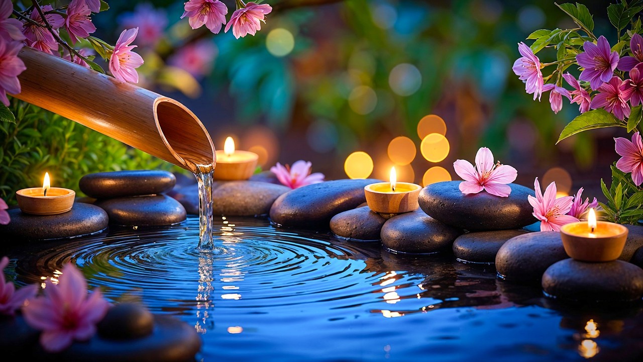 Peaceful Music to Relieve Stress and Anxiety 🌿 Healing Piano Music + Bamboo Water Sounds for Sleep 😴