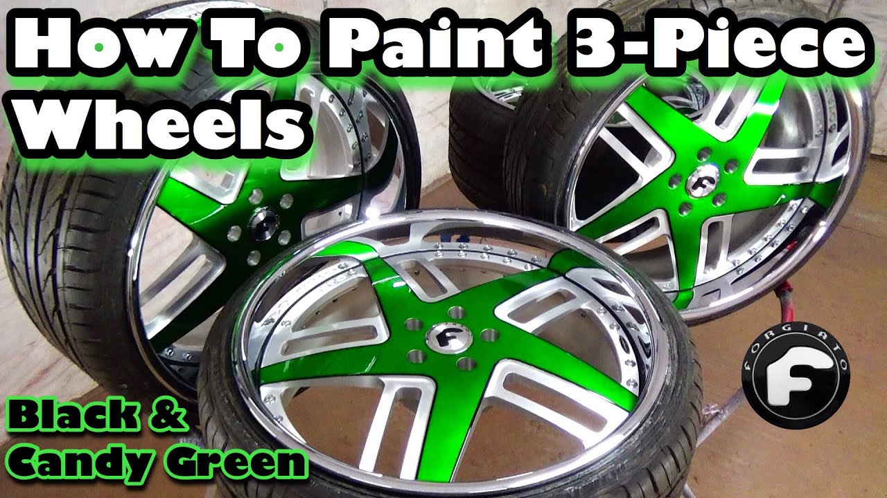 How To Paint Wheels Candy Green & Black 3-PIECE FORGED FORGIATOS @Grant 7 Paints & Coatings Clear
