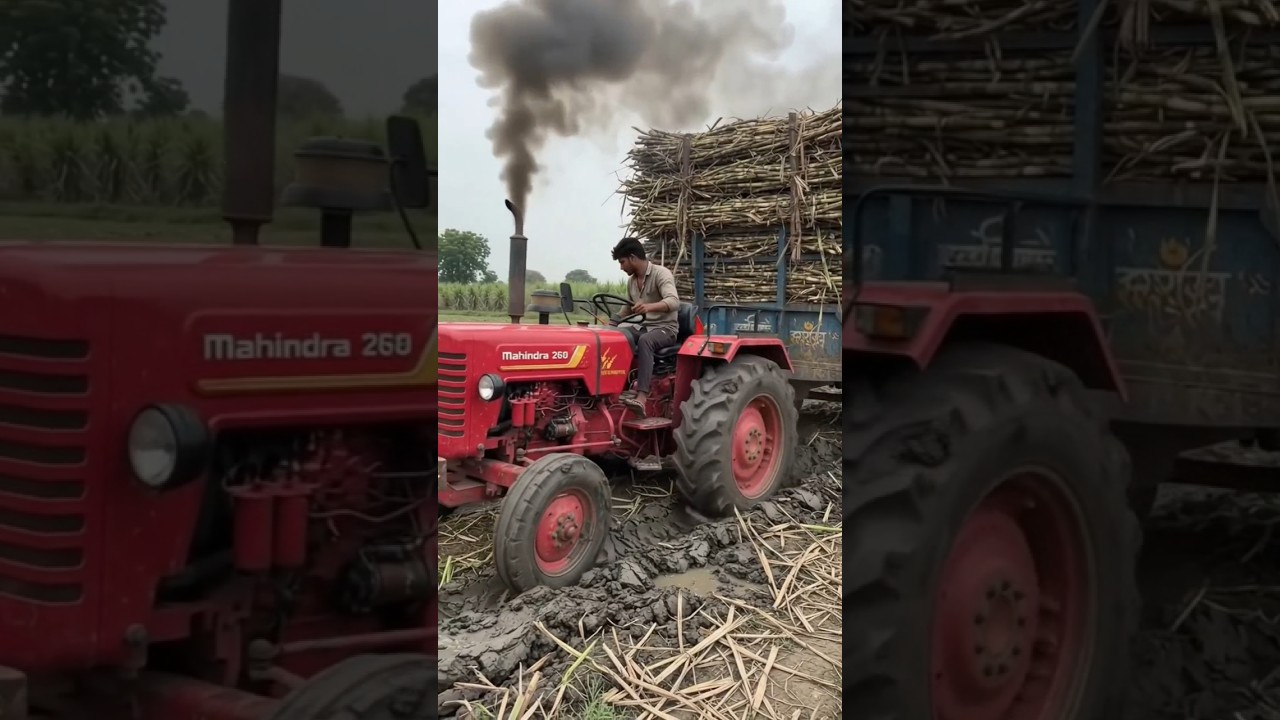 Mahindra Tractor trolley pulling power 💪 #Mahindra 265 #tractor video #trolley tochan #Tractor power