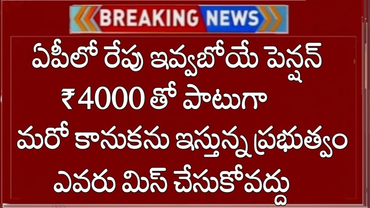 ఏపిలో రేపు ఇవ్వబోయే పెన్షన్ ₹4000 తో పాటుగా మరొక కానుక ఇస్తున్న ప్రభుత్వం ఈ ఒకటి చూపించి తీసుకోండి