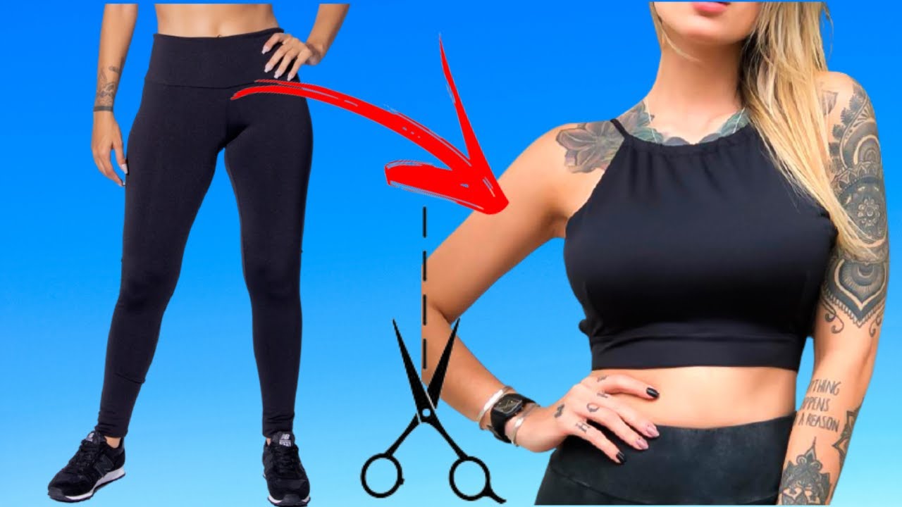 VEJA COMO TRANSFORMEI  CALÇA LEGGING EM CROPPED -   TRANSFORMAR ROPA - HACKS