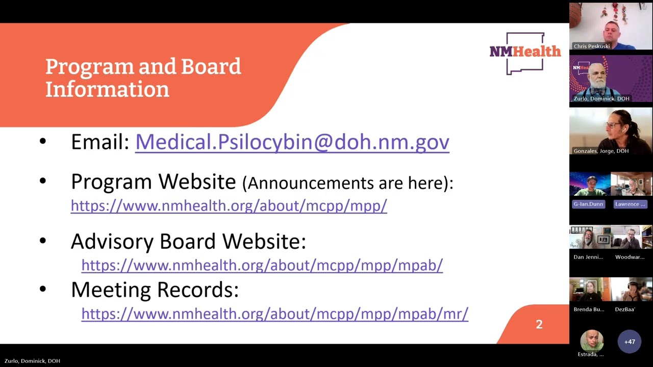 Medical Psilocybin Advisory Board Meeting - January 16, 2026