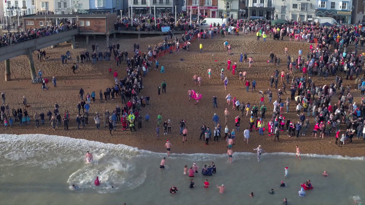 Drone Video of Deal Icebreaker Boxing Day Dip 2017